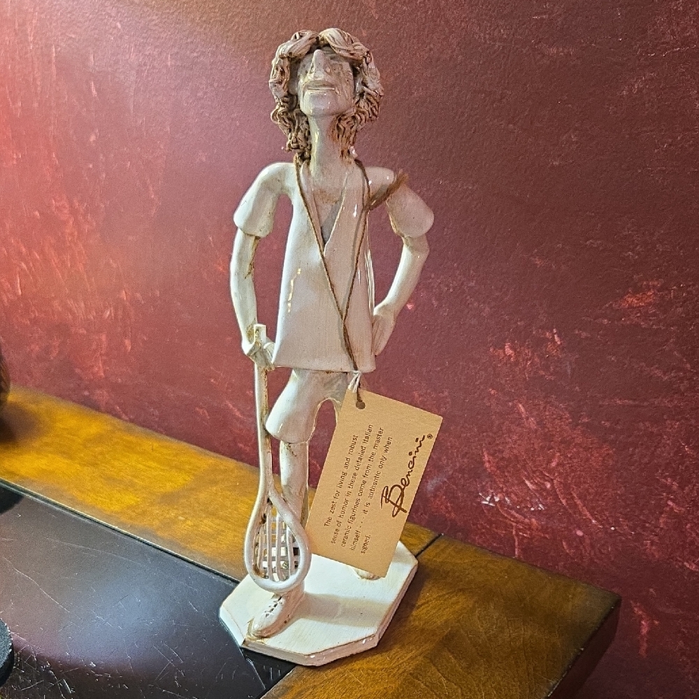 RARE:Vtg MCM 1960s Dino Bencini Ceramic Folk Art Figurine  Tennis Player- #310